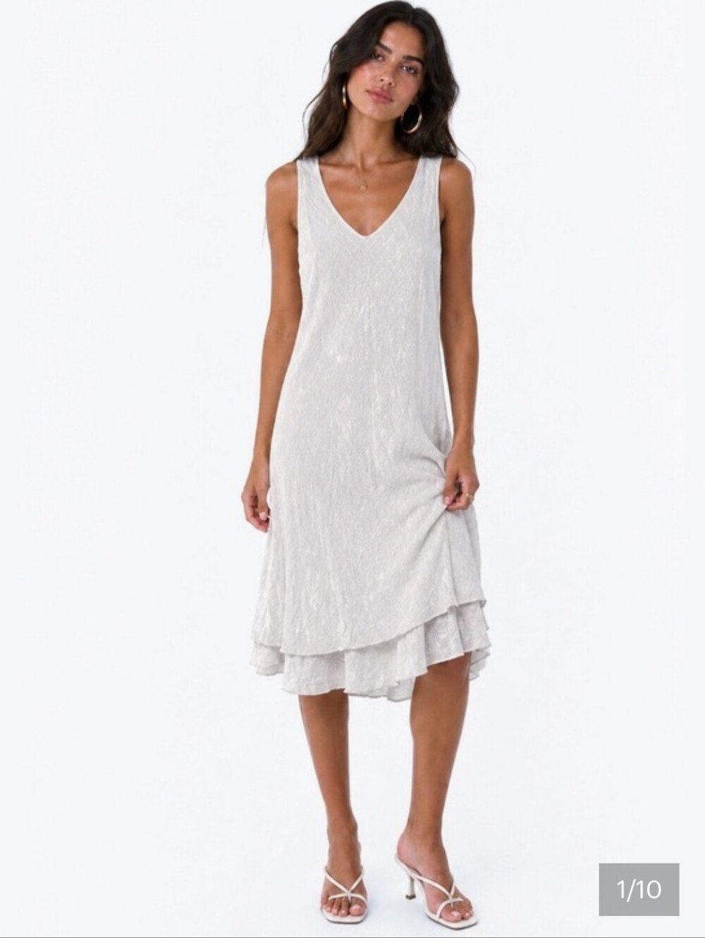 White Tempo Paris textured, breathable sleeveless dress SM